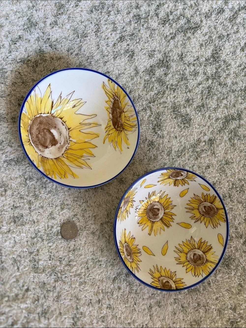 Fig & Fern Sunflower Ceramic Bowls Duo Set of 2 NWT 5x5x2.5”